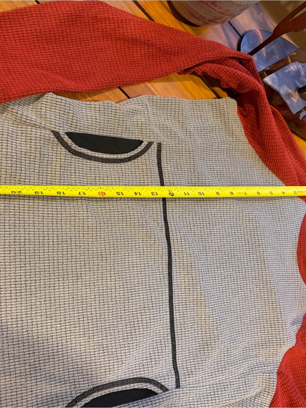 Melanzana Red Hooded Waffle Pullover with Light Gray Body - Picture 7 of 7